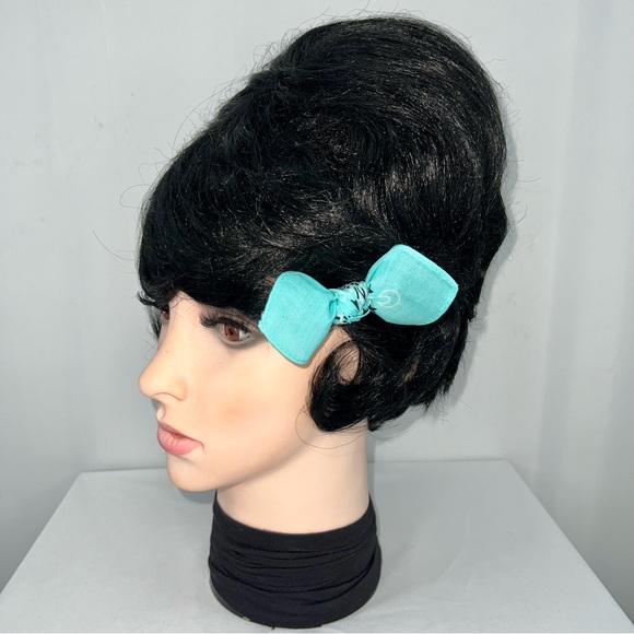 Teal Paisley Rockabilly Bandana Knotted Hair Bow - Picture 6 of 11